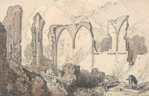 フリースクール、ザットフォード、サフォークの背後にある破滅 作： John Sell Cotman